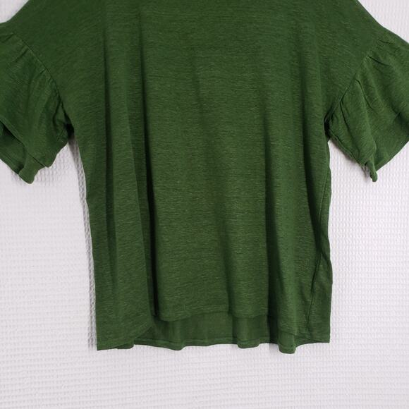 J. Jill Love Linen Top Womens XL Green Boat Neck Casual Flutter Sleeve Boxy Fit - Picture 5 of 16